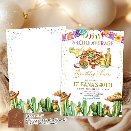 ナチョアベレートマルガリタスアダルト誕生日フィエスタ 招待状