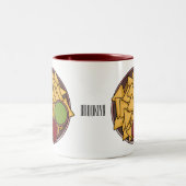 ナチョス漫画イラストレーション ツートーンマグカップ (中央)