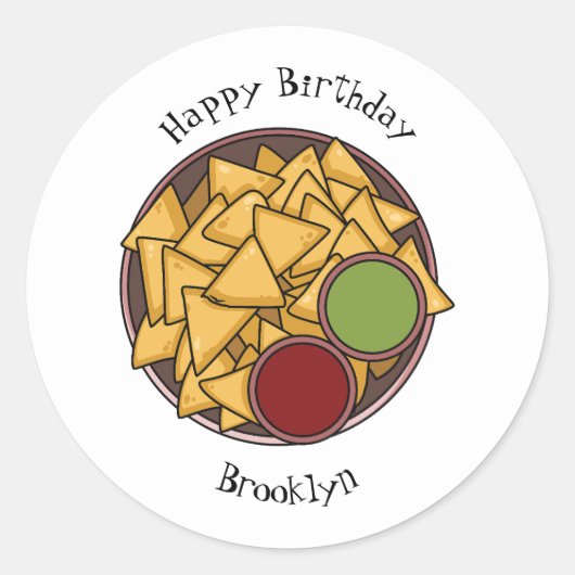 ナチョス漫画イラストレーション ラウンドシール (正面)