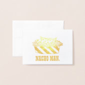 ナチョマンスナックフードチーズチップスグルメ おもしろい 箔カード (封筒付き正面)