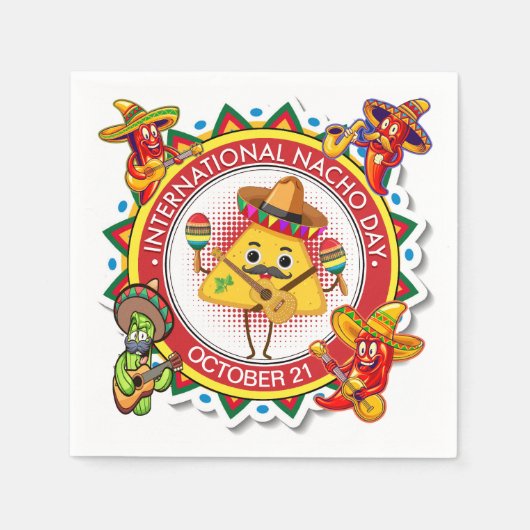 ナチョ国際的ーの日 スタンダードカクテルナプキン (正面)