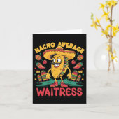 ナチョ平均ウェイトレスCinco De Mayo おもしろい Mexican カード (黄色い花)