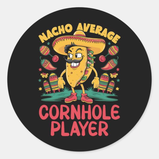 ナチョ平均コーンホールプレイヤーCinco De Mayo Mexica ラウンドシール (正面)