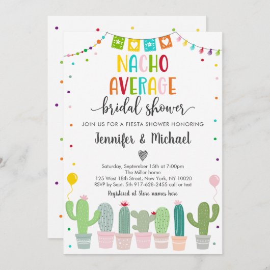 ナチョ平均ブライダルシャワーカボスフィエスタ 招待状 (正面/裏面)