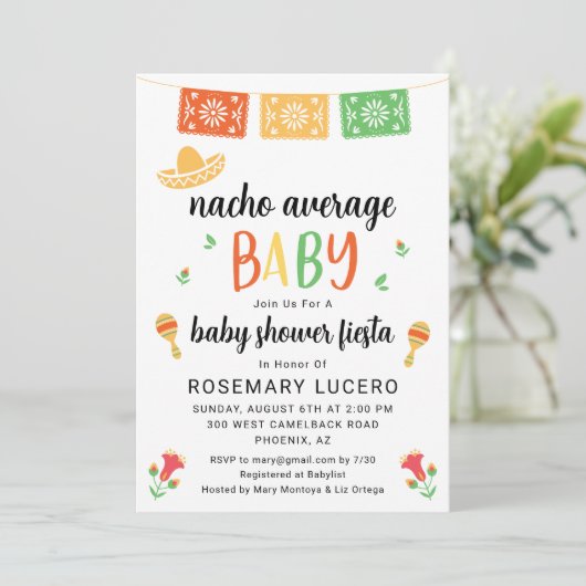 ナチョ平均ベビーフィエスタベビーシャワー招待状 招待状 (スタンド正面)
