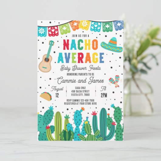 ナチョ平均メキシカンフェスタ赤ちゃんシャワー 招待状 (スタンド正面)