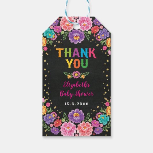 ナチョ平均メキシコフローラフェスタ赤ちゃんシャワー ギフトタグ (正面)