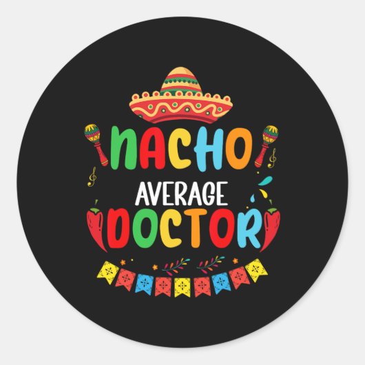 ナチョ平均医おもしろい者Cinco De Mayo ラウンドシール (正面)