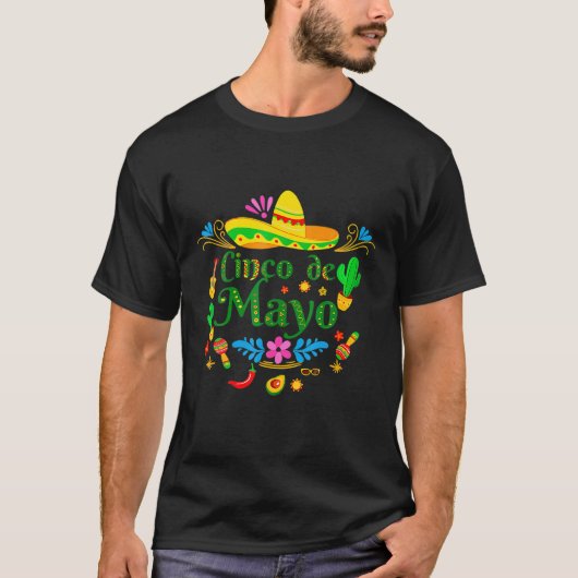 ナチョ平均孫かわいいシンコデマヨメキシコ Tシャツ (正面)