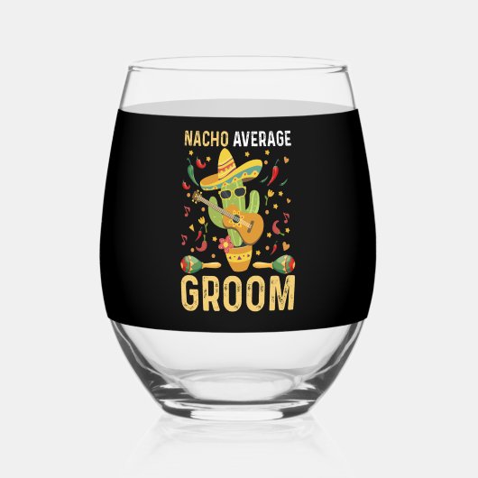 ナチョ平均新郎メキシコ人の夫シンコデマヨ ステムなしワイングラス (正面)