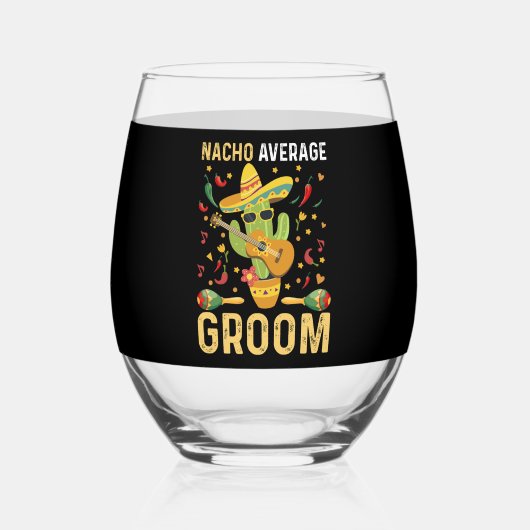 ナチョ平均新郎メキシコ人の夫シンコデマヨ ステムなしワイングラス (裏面)