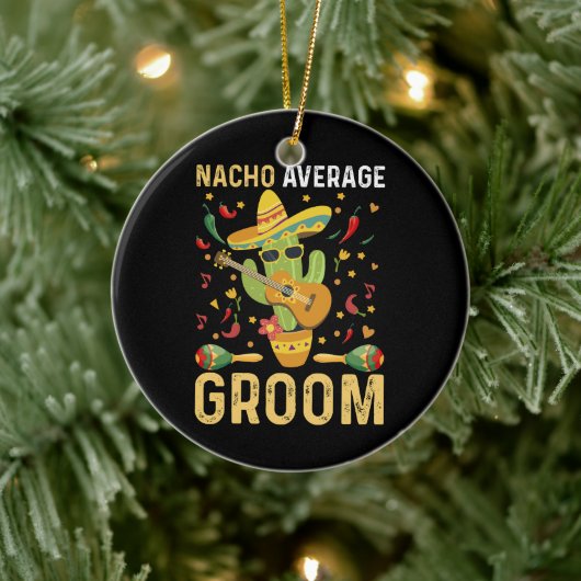 ナチョ平均新郎メキシコ人の夫シンコデマヨ セラミックオーナメント (ツリー)