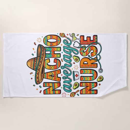ナチョ平均看護師フィエスタベクターTシャツデザイン_1 ビーチタオル (正面)