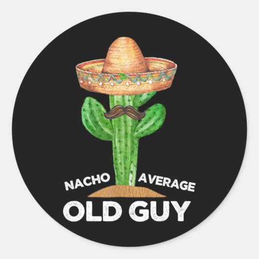 ナチョ平均老人メキシコの老人おもしろいCinco ラウンドシール (正面)