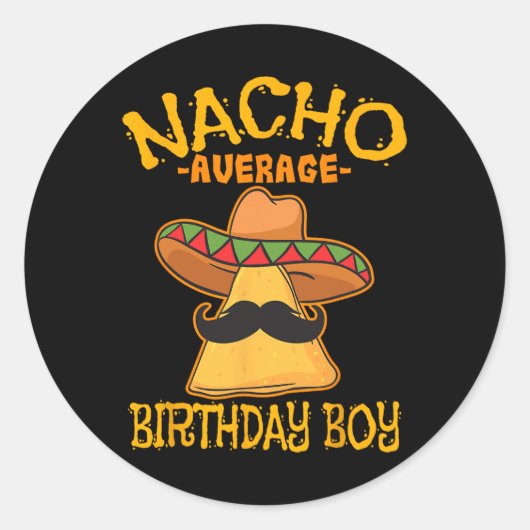 ナチョ平均誕生日ボーイデイお祝いシンコ ラウンドシール (正面)