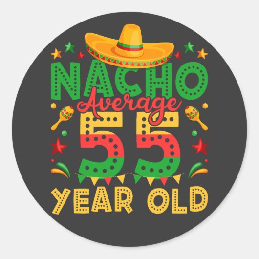 ナチョ平均55歳Cinco de Mayo ラウンドシール (正面)