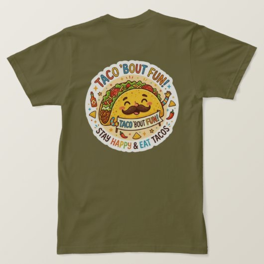 「ナチョ・アベレージ・タコ」おもしろグラフィックTシャツ Tシャツ (デザイン裏面)