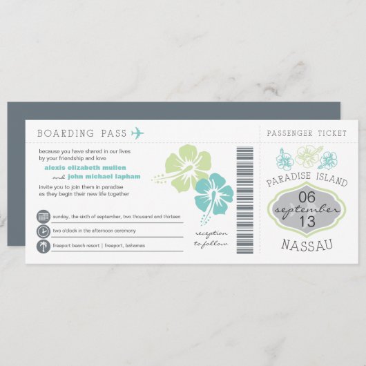 ナッサウボードパス結婚式招待状 招待状 (正面/裏面)