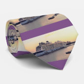 ナッサウ港の夜明けおよび遊航船のストライプ ネクタイ (ロール)
