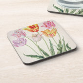 「ナッサウFlorilegium」のからのチューリップ、(w/c papeで コースター (左側)