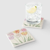 「ナッサウFlorilegium」のからのチューリップ、(w/c papeで ストーンコースター (横)