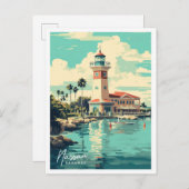 ナッサバハマアートヴィンテージトラベルイラストレーション ポストカード (正面/裏面)