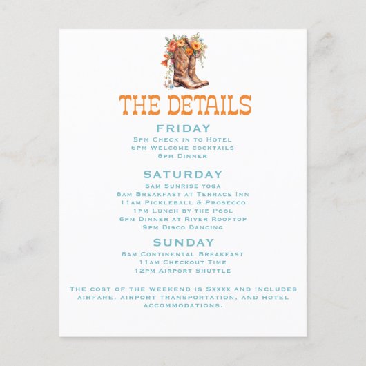 ナッシュでの最後のバチェロレッテパーティ予算 チラシ (裏面)