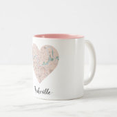 ナッシュビルのハートの地図 ツートーンマグカップ (正面右)