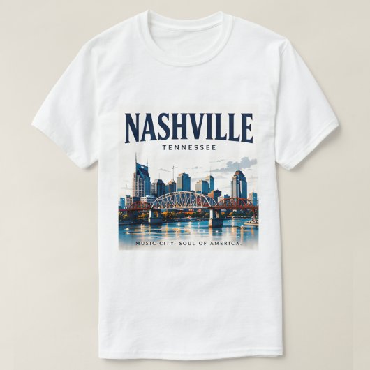 ナッシュビルのミュージックシティ精神 Tシャツ (デザイン正面)