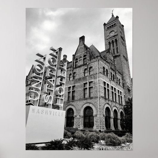 ナッシュビルの白黒ポスター ポスター (正面)