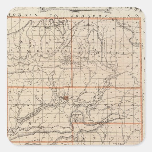 ナッシュビルの計画があるブラウン郡の地図 スクエアシール (正面)