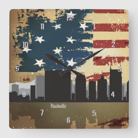 ナッシュビルのTNアメリカ都市都市景観の時計 スクエア壁時計 (正面)
