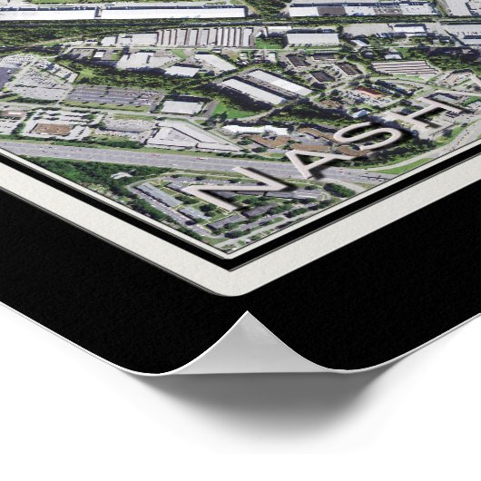 ナッシュビルインターナショナルエアポートテネシー衛星地図 ポスター (角)