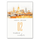 ナッシュビルエレガントシティスカイラインウォーターカラー結婚ズ テーブルナンバー (正面)