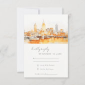 ナッシュビルエレガントシティスカイラインウォーターカラー結婚ズ 出欠カード (正面)