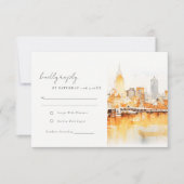 ナッシュビルエレガントシティスカイラインウォーターカラー結婚ズ 出欠カード (正面)