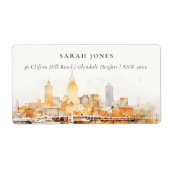 ナッシュビルエレガントシティスカイライン水のカラーアドレス ラベル (正面)