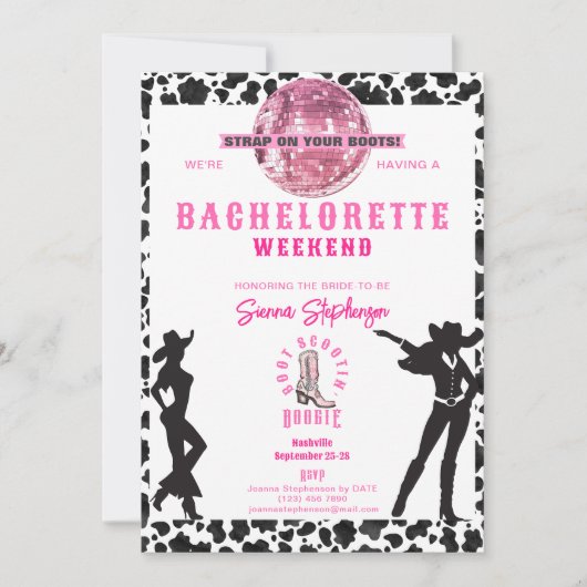 ナッシュビルカウガールディスコロデオ独身最後の週末 招待状 (正面)