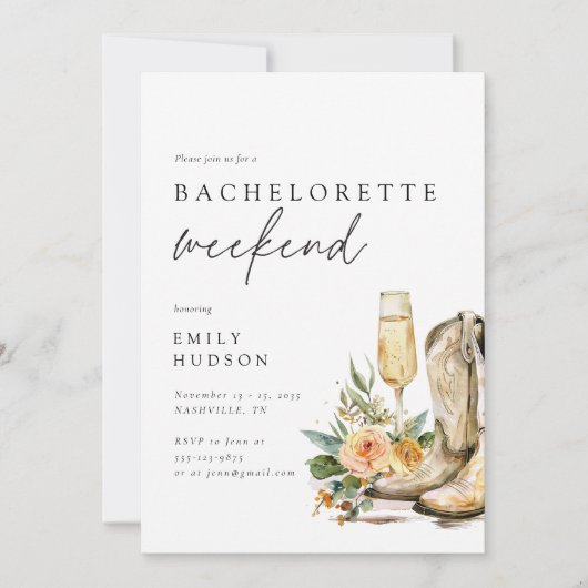 ナッシュビルカウボーイウェスタンバチェロレッテウィークエンド 招待状 (正面)