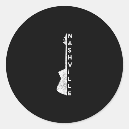 ナッシュビルギターカントリー音楽愛好家ギフト ラウンドシール (正面)
