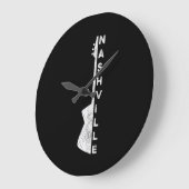 ナッシュビルギターカントリー音楽愛好家ギフト ラージ壁時計 (傾斜)