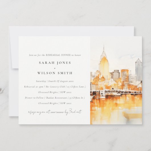 ナッシュビルシティスカイラインウォーターカラーリハーサルディナー 招待状 (正面)