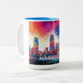 ナッシュビルスカイラインアーバン通りアート ツートーンマグカップ (正面左)