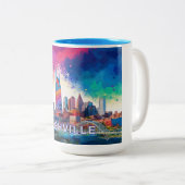 ナッシュビルスカイラインアーバン通りアート ツートーンマグカップ (正面右)