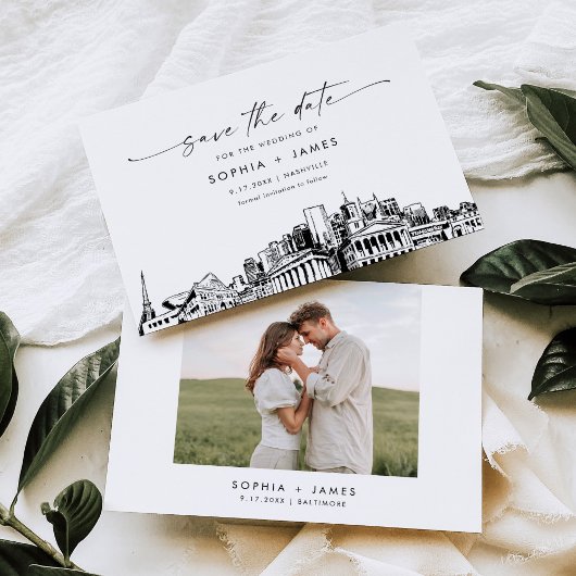 ナッシュビルスカイラインウェディング日付カードを保存 招待状