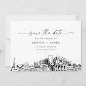 ナッシュビルスカイラインウェディング日付カードを保存 招待状 (正面)