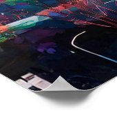 ナッシュビルスカイラインカラフルグラフィティアーバンアート ポスター (角)