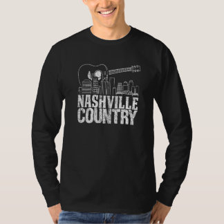 ナッシュビルスカイラインテネシー地方ミュージックギターP Tシャツ