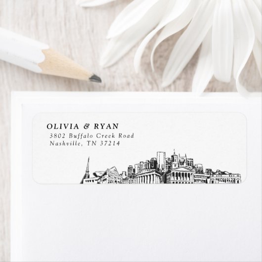ナッシュビルスカイラインモダン差出人住所ラベル ラベル (インサイチュ)