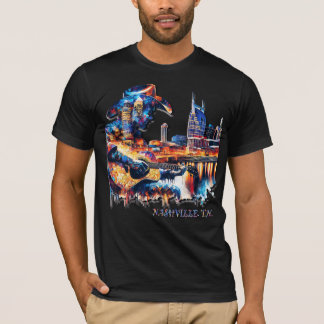 ナッシュビルズミュージックシティモザイクタイルデザイン Tシャツ